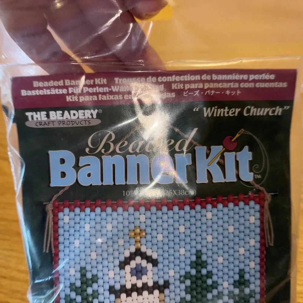 Vtg. The Beadery WINTER CHURCH Beaded Banner Kit #5285 Pattern Included Sealed